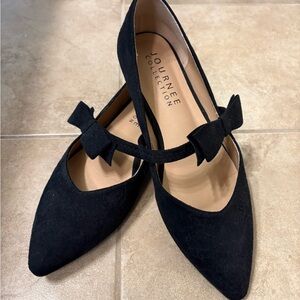 Journee Collection Black Bow Flats